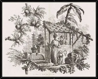 Китайские дома и фигуры. Сюита из шести принтов №3