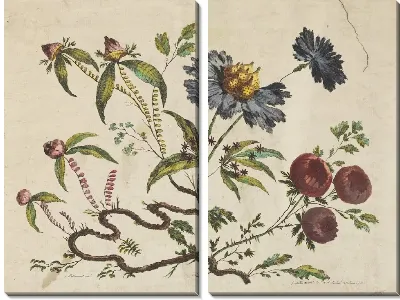 Картина Цветочные ветки, из "Коллекции разных фантазийных цветов по-китайски"