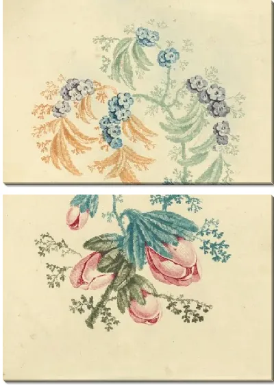 Картина Орнаментальный дизайн с маленькими синими цветами, из Нового набора тетрадей из натуральных цветов для использования дизайнерами и художниками, № 1