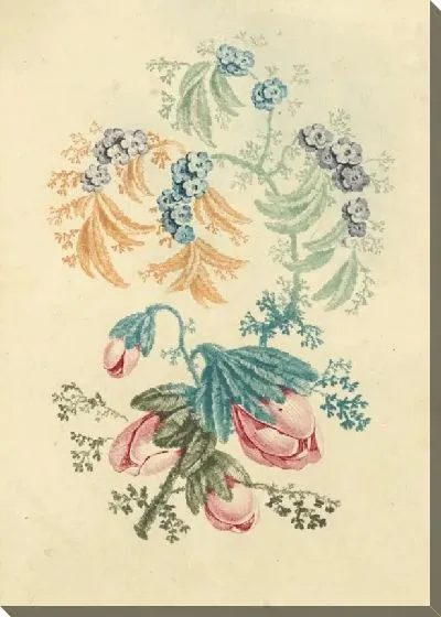 Картина Орнаментальный дизайн с маленькими синими цветами, из Нового набора тетрадей из натуральных цветов для использования дизайнерами и художниками, № 1