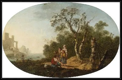 Картина Морское побережье с пастухами и руинами на заднем плане