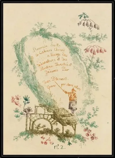 Картина Титульный лист, Табличка 1, из «Нового набора китайских тетрадей для использования дизайнерами и художниками», № 2, придуманного и нарисованного Жаном Пиллеманом. Могилы Анны Аллен.