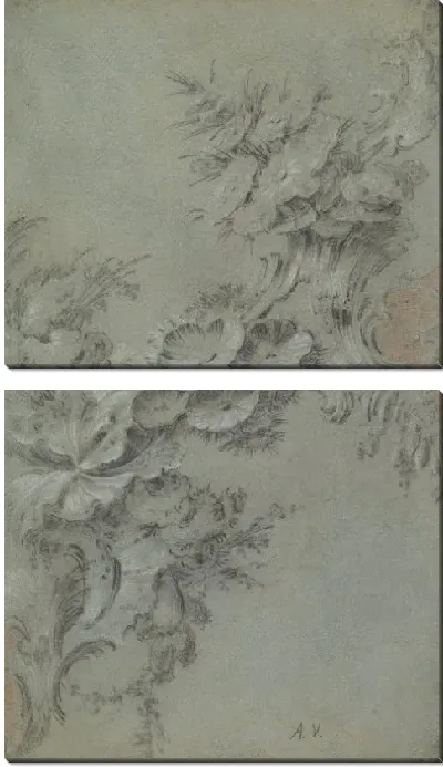 Картина Дизайн с цветами и украшениями рокайля