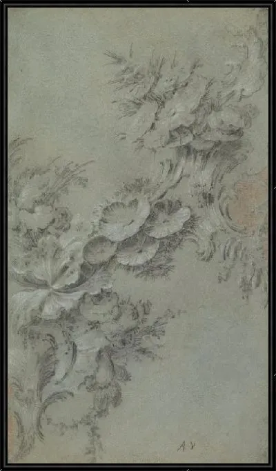 Картина Дизайн с цветами и украшениями рокайля