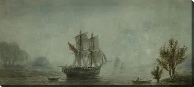 Картина Прибрежный пейзаж с парусниками