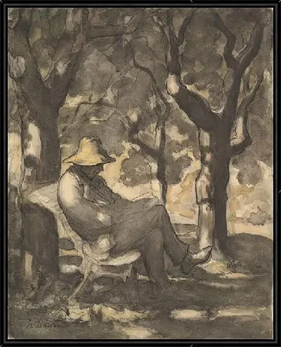Картина Человек, читающий в саду (ректо); Предварительный эскиз для человека, читающего в саду (на обороте)