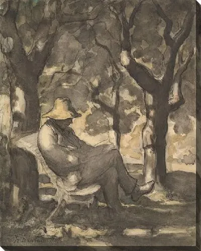 Картина Человек, читающий в саду (ректо); Предварительный эскиз для человека, читающего в саду (на обороте)
