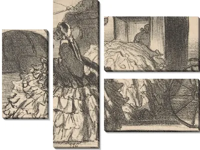 Картина Дамы из полмира, но без юбок, из Actualités, опубликованной в Le Charivari, 11 мая 1855 г.