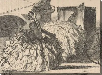 Картина Дамы из полмира, но без юбок, из Actualités, опубликованной в Le Charivari, 11 мая 1855 г.