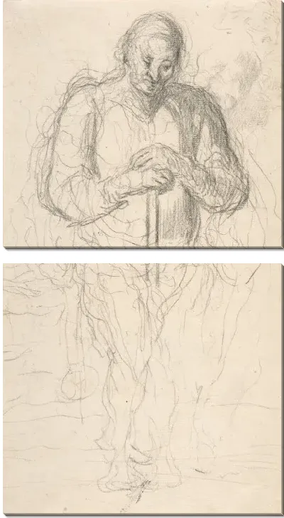 Картина Стоящая фигура человека с посохом