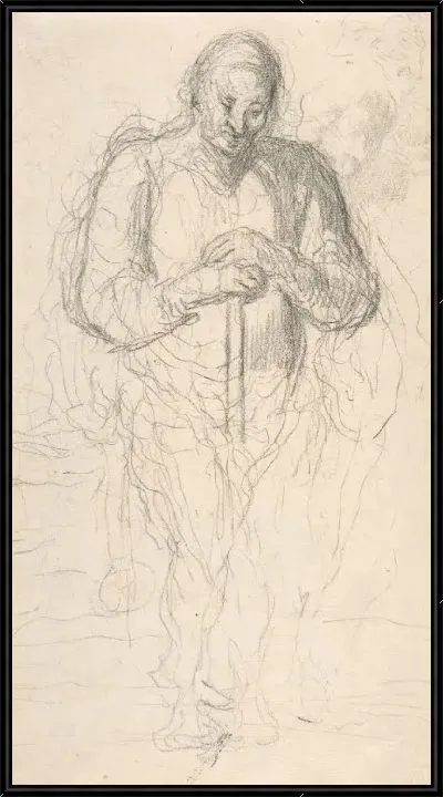 Картина Стоящая фигура человека с посохом