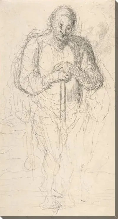 Картина Стоящая фигура человека с посохом