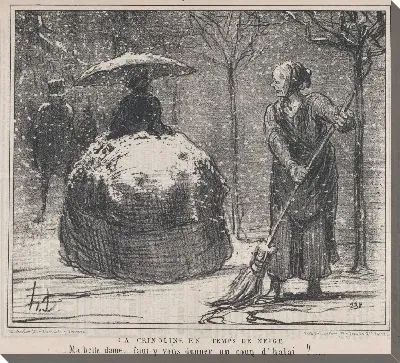 Картина Кринолин в снежную погоду, из Croquis d'Hiver, опубликован в Le Charivari, 13 ноября 1858 г.
