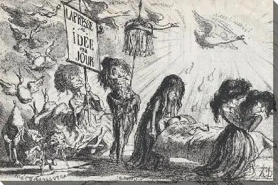 Картина Через четверть часа после своей смерти он все еще жил из «Новостей дня», опубликованных в «Чаривари», 20 февраля 1866 года.