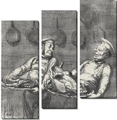 Банкет из конины, из «Новостей дня», опубликованный в Le Charivari, 29 марта 1865 г.