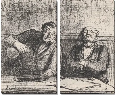 Абсент: первый бокал, шестой бокал из «Китайского Парижа», опубликованный в «Чаривари», 22 декабря 1863 г.