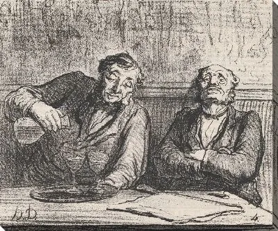 Абсент: первый бокал, шестой бокал из «Китайского Парижа», опубликованный в «Чаривари», 22 декабря 1863 г.