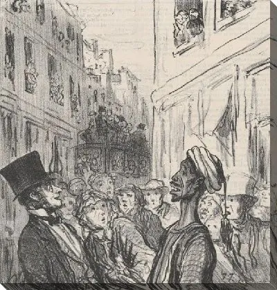 Картина О! Мой друг ..., я боюсь этих людей ... из Au Camp de Saint-Maur, опубликовано в Le Charivari, 30 августа 1859 г.