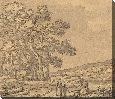 Картина Пейзаж с тремя фигурами и собакой