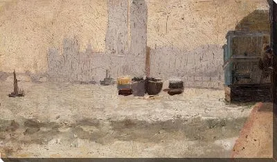 Картина Туман, набережная Темзы