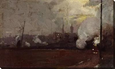 Картина Вечерний поезд в боярышник