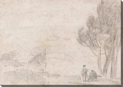 Разрушенный храм Минервы ?, Две фигуры на берегу реки