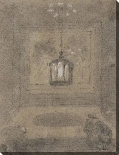 Картина Подземное святилище с двумя фигурами, стоящими на коленях перед Пьетой