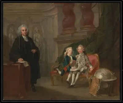 Принц Джордж и принц Эдвард Август, сыновья Фридриха, принца Уэльского, со своим наставником, доктором Фрэнсисом Айскоу