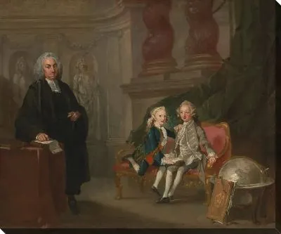 Принц Джордж и принц Эдвард Август, сыновья Фридриха, принца Уэльского, со своим наставником, доктором Фрэнсисом Айскоу