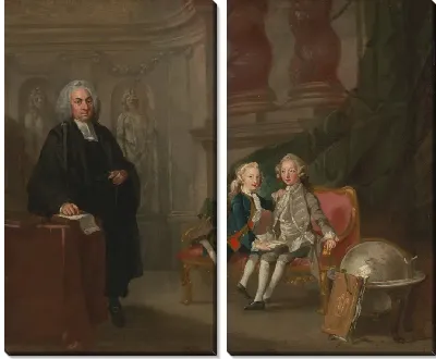 Принц Джордж и принц Эдвард Август, сыновья Фридриха, принца Уэльского, со своим наставником, доктором Фрэнсисом Айскоу