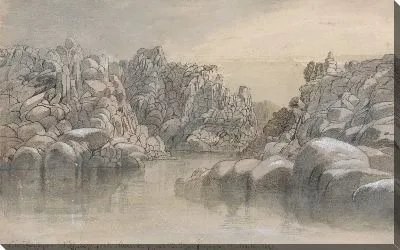 Картина Речной перевал между полу бесплодными скалами