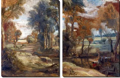Картина Переход реки вброд (A Wagon fording a Stream)