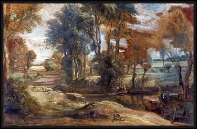 Картина Переход реки вброд (A Wagon fording a Stream)