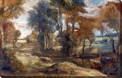 Картина Переход реки вброд (A Wagon fording a Stream)