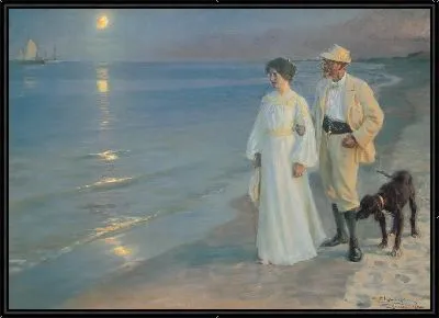 Картина Летний вечер на пляже в Скагене. Художник и его жена. 