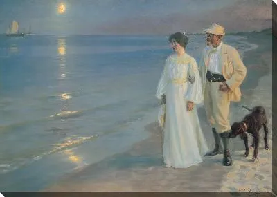 Картина Летний вечер на пляже в Скагене. Художник и его жена. 