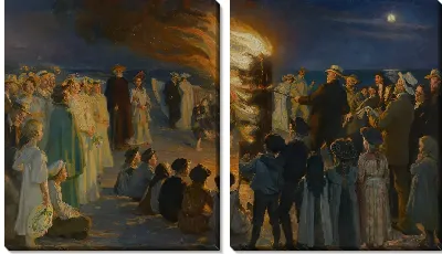 Костер накануне лета на пляже Скагена 