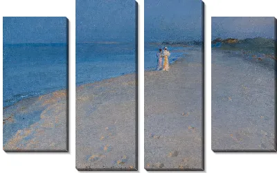 Картина Летний вечер на Южном пляже, Скаген. Энн Арчер и Мари Кройер 