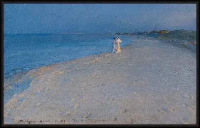 Картина Летний вечер на Южном пляже, Скаген. Энн Арчер и Мари Кройер 