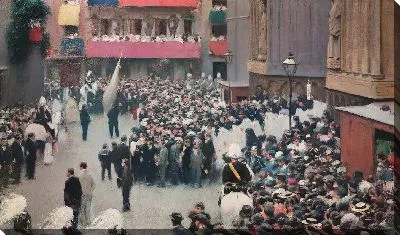 Процессия Корпус-Кристи, покидающая церковь Санта-Мария-дель-Мар 