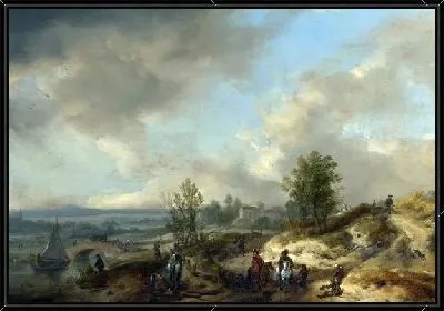 Картина Пейзаж с рекой (A Dune Landscape with a River and Many Figures)