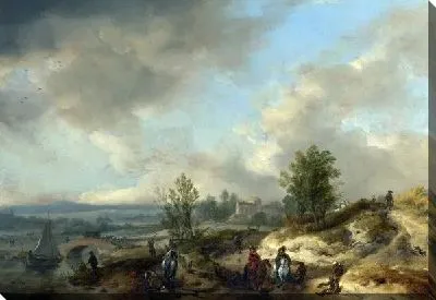 Картина Пейзаж с рекой (A Dune Landscape with a River and Many Figures)