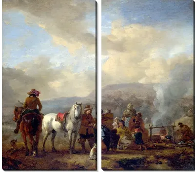 Два всадника в цыганском таборе (Two Horsemen at a Gipsy Encampment)