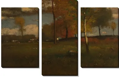 Картина Около деревни, октябрь 