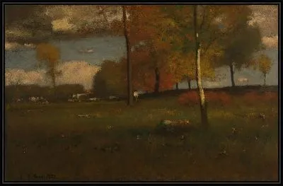 Картина Около деревни, октябрь 