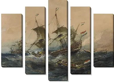 Картина Голландские корабли в шторм 
