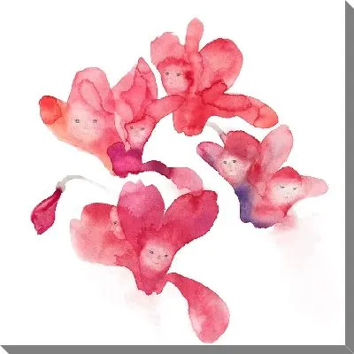 Дети среди цветов цикламена