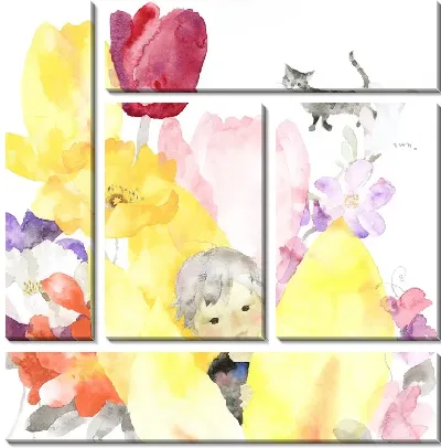 Мальчик среди тюльпанов 