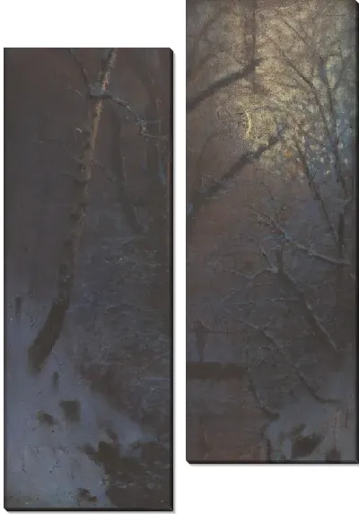 Картина Зимняя ночь Фигура на мосту 