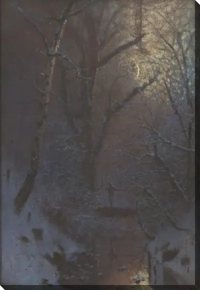 Картина Зимняя ночь Фигура на мосту 